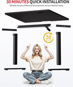 Okin Standing Desk Electric Adjustable Computer Whole Piece Stand up Desk Office Gaming Home Office Memory Desks 48x24 inches Black