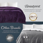 Beautyrest Heated Electric Blanket for Cold Weather, Fast Heating Heated Blanket, Auto Shut Off, Virtually Zero EMF, Multi Heat Setting, UL Certified, Purple Throw (60 inx70 in)