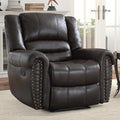 INZOY Leather Recliner Chair, Heavy Duty Manual Reclining Sofa Single Lounge Sofa for Living Room, Home Theater Seating, Dark Grey