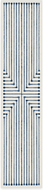 RUGGABLE x Jonathan Adler Machine Washable Modern Runner Rug – Inkdrop Slate Blue 2.5x12, Stain-Resistant, Non-Slip – Washable Rug for Hallway, Entryway, Living Room & Kitchen–with Standard Pad