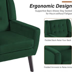 Lumibee Accent Chairs Set of 2, Velevet Fabric Armchairs for Living Room, Comfy Upholstered Arm Chairs Tufted for Indoor Bedroom Office Room (Retro Green Velvet)