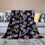 Purple Tulip Blanket Flower Gifts for Girls Women Tulip Floral Throw Blanket for Kids Adults Soft Warm Cozy Fleece Blanket for Couch Sofa Bed 60"x80"