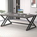 LVB Long Rustic Computer Desk, Industrial Large Wood Metal Office Desk, Modern Pc Study Gaming Writing Table for Two Person, Workstation Executive Desk for Home Bedroom Living Room, Dark Gray, 70 Inch