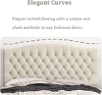 Queen Headboard Only, Upholstered Headboard Queen for Adjustable Bed Linen Tufted Queen/Full Size Wall Mounted Head Board with Solid Wood Legs Head Board, Ivory