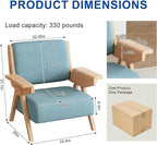 Mid Century Modern Accent Chair Set of 2, Fabric Upholstered Lounge Arm Chairs with Solid Wood Frame for Living Room, Bedroom, Office, Reading Corner (Blue)