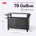 Keter Outdoor Rolling Table Cart for Food Prep, Storage, Bar & Grill, Dark Brown - Portable Kitchen Island Tabletop with Wheels for Drinks, Snacks, and Cooking