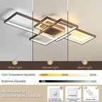 GEADI Modern Ceiling Light Fiture, Dimmable Led Flush Mount Ceiling Lamp with Remote Control,50W Square Close to Ceiling Lights for Bedroom Living Room Dining Room (35.4",Coffee, 3000K-6500K)