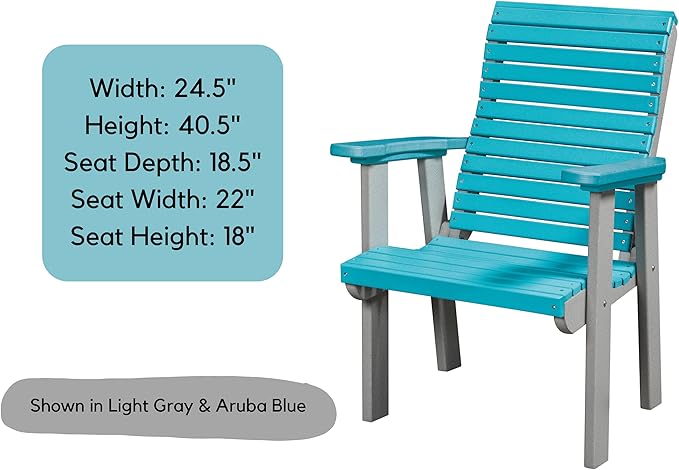DutchCrafters Modern Horizontal Slat High Back Poly Outdoor Patio Chair (White & Cedar)