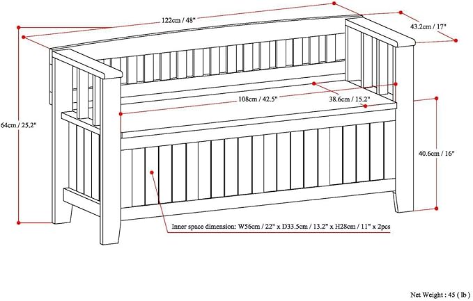 SIMPLIHOME Acadian Entryway Storage Bench - 48 inch Wide Solid Wood Hallway Seat in Black, Transitional Bench for Entryway or Living Room with Lift-Up Lid and Spacious Storage
