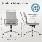 Office Chair Ergonomic Swivel Desk Chair with Wheels Adjustable Heavy-Computer Chair for Home and Conference Room Wide 22.83in Seat for Women and Men ，Grey