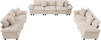 PHI VILLA Cloud Modular Couches Sets, 3 Pieces Large Sectional Sofa Set with Loveseats, 7-Seater Upholstered Couch for Living Room, Corduroy, Beige