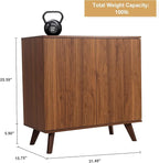 Modern Sideboard Buffet Cabinet Console Table, Accent Storage Cabinet Credenza Buffer Cabinets with Fluted Doors for Kitchen Dining Living Room Entryway(Walnut)