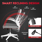 Ergonomic Office Chair - 400LB Comfy Desk Chairs with Adjustable Headrest and Lumbar Back Support, Mesh Computer Chairs with Wheels and Arms for Home Office, Study, Bedroom and Dorm (03grey)