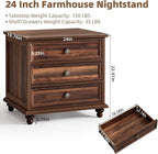 Farmhouse Dresser and Nightstand Sets, Wooden 7 Drawers Dresser & 24" Night Stand with 3 Drawers, 2 Piece Bedroom Furniture Set, Chest of Drawers for Bedroom, Home, Living Room, Hallway