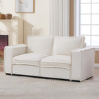 Modern Sectional Sofa for Living Room, Upholstered 2-Seater Modular Couches Linen Fabric Love Seat for Home Furniture, White