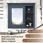 Bathroom Wall Cabinet with Mirror, 30'' x 28'' Medicine Cabinet with Mirror Door and Adjustable Shelves, Over Toilet Storage Cabinet, Wall-Mounted Bathroom Mirrors for Over Sink with Storage
