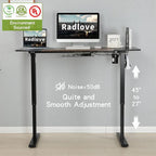 Radlove Electric Height Adjustable Standing Desk, 55 x 24 Inches Sit Stand up Workstation, Splice Board Memory Computer Table Ergonomic (Black Frame + 55" Black+Brown Top)