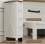 LYNSOM Farmhouse 8 Drawer Dresser for Bedroom, 55 Inch Wide Wood Rustic Chest of Drawers with X-Marking & Bar Handle, Large Storage Dressers Organizer for Bedroom, Living Room, Antique White