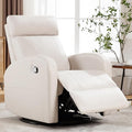 Swivel Rocker Recliner, Manual Glider Rocking Recliner Chair, Swivel Reclining Lounge Chair Nursery Glider Recliners for Small Spaces, Living Room, Beige