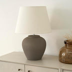Nourison Home 20" Brown Ceramic Pot Table Lamp for Bedroom, Living Room, Console, Entryway