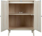 Sideboard Buffet Cabinet, High Kitchen Storage Cabinet with Rattan Doors and Adjustable Shelves, Accent Home Furniture for Living Room, Bedroom (Natural)
