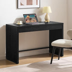 SICOTAS Home Office Executive Desk - 47-Inch Computer Desk with Drawer, Farmhouse Writing Study Desk with Storage,Boho Makeup Vanity Table for Bedroom (Black Oak, 2 Pieces)