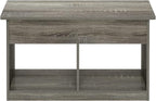 Furinno Jensen Living Room Lift Top Coffee Table with Hidden Compartment, French Oak Grey