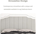 Queen Size Headboard Only, Linen Wall Mounted Headboard Queen/Full Size for Adjustable Bed, Modern Vertical Channel Design with Curved Tufted Upholstered Head Board, Linen Gray