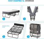 Mjkone Folding Bed with 5 Inch Foam Mattress, Single Rollaway Beds for Guest, Space Saving Portable Bed with Storage Shelf, Lockable Wheels, Sturdy Metal Frame for Adults, 75 x 31 (Upgraded)