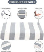 Outdoor Cushion Set for Patio Furniture Deep Seat Chair Cushions Weather Resistant Sofa Chair Pad, 24.4x23.6 Inch, Blue Stripe