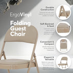 Oline Vinyl Folding Chairs, Padded Vinyl Cushion Chairs with Durable Metal Frame, Indoor Outdoor Stackable Foldable Guest Chairs for Office Wedding Kitchen Dining, 300lb Capacity (Khaki, 6 Pack)