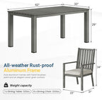 Wisteria Lane Aluminum 7 Pieces Patio Dining Sets, Outdoor Dining Table with 6 Chairs, Outdoor Patio Dining Furniture Set with Removable Cushion for Lawn, Garden, Backyard, Gray
