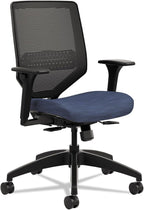 HON Solve Mesh Back Office Chair with Adjustable Arms, Adjustable Height, Tilt Tension, Lumbar Support, Swivels, on Rolling Wheels, Midnight
