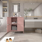 4 Door Metal Storage Locker,2-Tier Office Cabinet,Pink Metal Locker Storage Cabinet for Industrial,Home,School,Gym,31.5 x 15.8 x 40 Inches,Pink