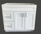 White Shaker Single-sink Bathroom Vanity Base Cabinet 36" Wide x 21" Deep WS-V3621D
