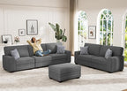 Wanderwell Oversized Modular Sectional Sofa, 6-Seater U Shaped Couches with Movable Ottoman,Corduroy Sectional Couch with Wide and Deep Seats Suitable for Living Room,Bedroom,Apartment (Grey, 2+3+OT)