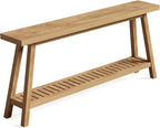LITTLE TREE 70.9 Inches Extra Long Console Table for Entryway, 2-Tier Narrow Wood Sofa Table Behind Couch, Large Sofa Table for Living Room, Light Brown Hallway Entry Table with Storage