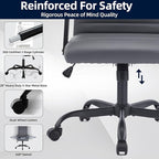 Office Chair, Ergonomic Executive Conference Room Chairs, Ribbed Leather Desk Chair with Lumbar Support, Adjustable Height Mid-Back Swivel Chair with Padded Seat and Square Tube Armrests