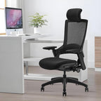 CLATINA Ergonomic High Swivel Executive Chair with Adjustable Height Head 3D Arm Rest Lumbar Support and Upholstered Back for Home Office Black Mesh 2 Pack