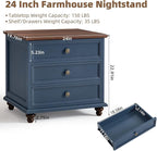 Farmhouse Dresser and Nightstand Sets, Wooden 7 Drawers Dresser & 24" Night Stand with 3 Drawers, 2 Piece Bedroom Furniture Set, Chest of Drawers for Bedroom, Home, Living Room, Hallway