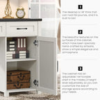 Farmhouse 67" H Executive Desk with Hutch,Office Desks with 5 Drawers, Computer Desk with Storage Cabinet & File Drawers and Charging Station, Wood Workstation for Home Office and Study.(Black).