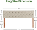 King Upholstered Headboard Only for Bed Frame from 65”-78”, Adjustable Height King XL Headboards with Durable Wood Legs, Fabric Bed Board in Modern Button Design, Beige