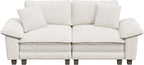 PHI VILLA Cloud Modular Couches Sets, 87.5" Sectional Loveseat Sofa with Upholstered Deep Seat, 2-Seater Comfy Couches for Living Room Bedroom, Chenille Corduroy Dual Fabric, Beige