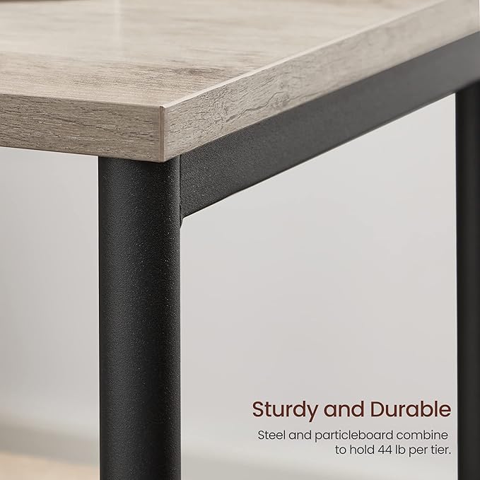 VASAGLE Side Table, Small End Table, Nightstand for Living Room, Bedroom, Office, Bathroom, Greige and Black ULET271B02