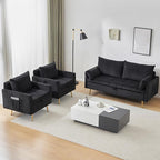 Furnimart 2-Seater Storage Loveseat for Small Spaces, 62“ Corduroy Couch with Removable Cushion Cover and Metal Leg for Bedroom, Apartment, Tiny Homes and Lofts, Black