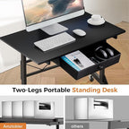 COMHOMA Small Standing Desk Adjustable Height Small Computer Desk Mobile Portable Rolling Laptop Table with Wheels 32" Computer Workstation Sit Stand Desks Portable Standing Table Treadmill desks