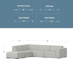 SIMPLIHOME Rex Left Corner Sectional Modular Sofa and Ottoman Set in 100% Recycled Polyester Tightly Woven Performance Fabric, Pale Grey, 116-inch-wide L-Shaped Sofa and 34-inch-Wide Ottoman