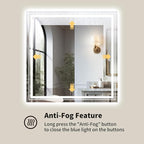 WTTY LED Bathroom Mirror 36"x36" with Backlit and Front Light,Stepless Dimmable LED Mirror for Bathroom,Anti-Fog Lighted Bathroom Vanity Mirror Modern,Memory Function,Shatter-Proof