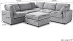 WJShome Cloud Couch Modular Sectional Sofa,100.5" V Shaped Couch, Convertible Wide Seater with Ottoman, 6 Seater for Living Room Set,Covers Washable&Replaceable,Gray