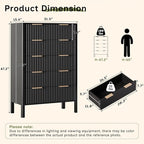 47" Tall Dressers for Bedroom Fluted 5 Drawer Dresser, Wooden Dresser Modern Chest of Drawers Dressers with Organizer Storage for Bedroom, Living Room, Entryway, Black